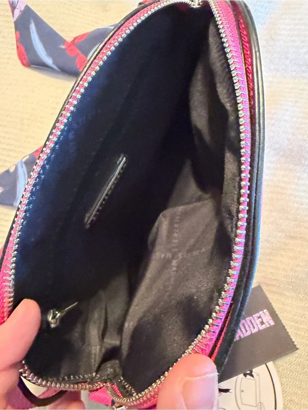 Steve Madden Hot Pink Crossbody with Floral Scarf Detail